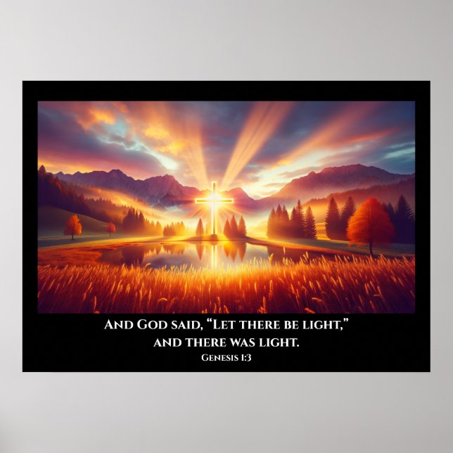 Golden Cross Under a Glorious Sunrise Poster (Front)