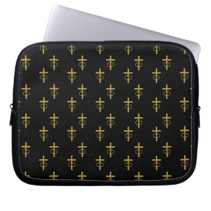 Golden Cross with Wedding Rings Laptop Sleeve