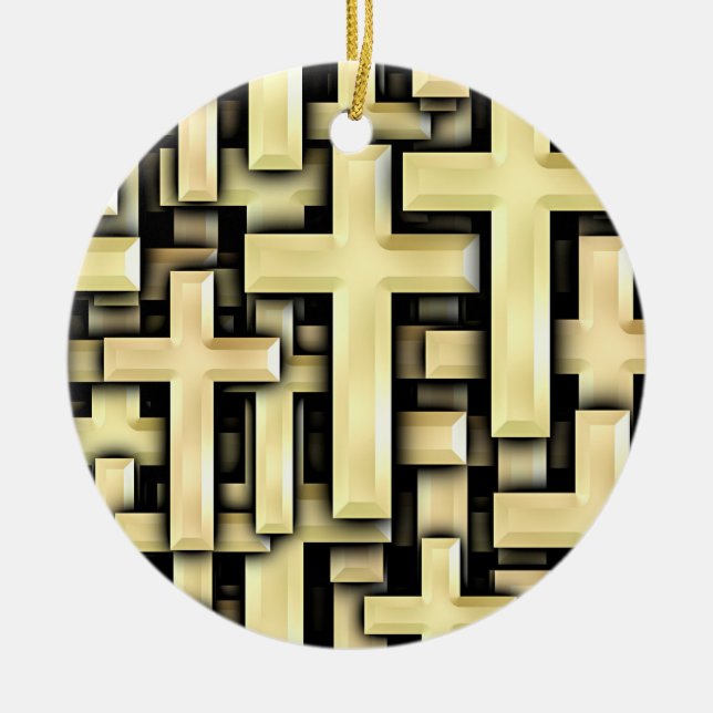 Golden Crosses Ceramic Ornament (Front)