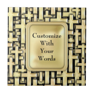 Golden Crosses Ceramic Tile