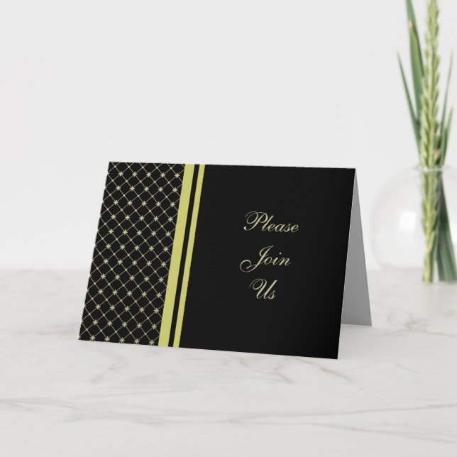 Golden Crosses on Black Custom Folded Invitation (Front)
