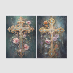 Golden Crosses Tissue Paper