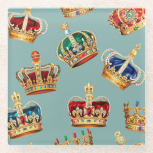Golden Crown Baroque Fashion Texture Glass Coaster