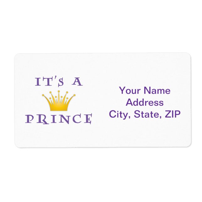 Golden Crown "It's a Prince" with Wizard font (Front)
