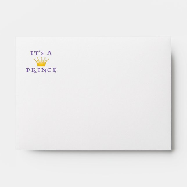 Golden Crown "It's a Prince" with Wizard font Envelopes (Front)