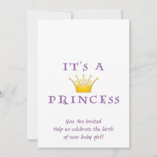 Golden Crown "It's a Princess" with Wizard font Invitation