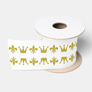 Golden Crown & Lily Border + your backgr. & ideas Satin Ribbon