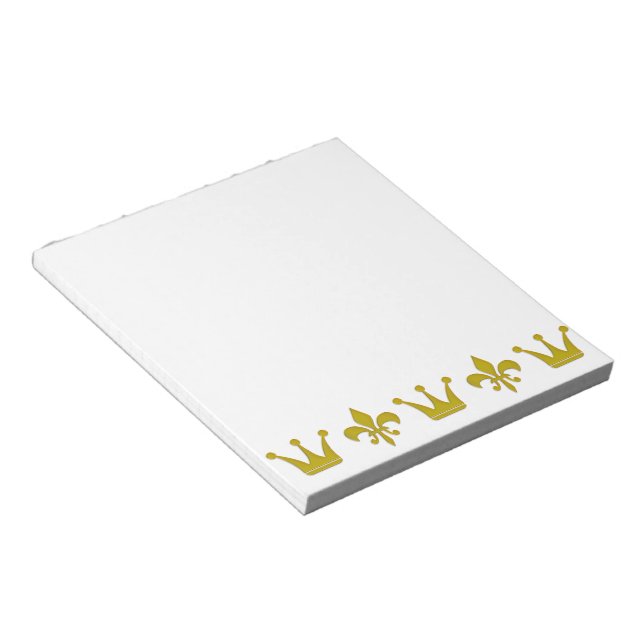 Golden Crown & Lily Border + your ideas Notepad (Angled)
