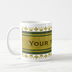 Golden Crown & Lily Border + your text & backgr. Coffee Mug