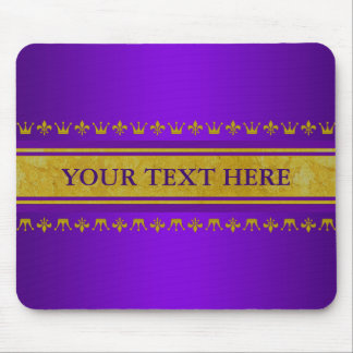Golden Crown & Lily Border + your text & backgr. Mouse Pad