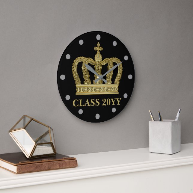 Golden Crown - luxury royal 1 Large Clock (Office)