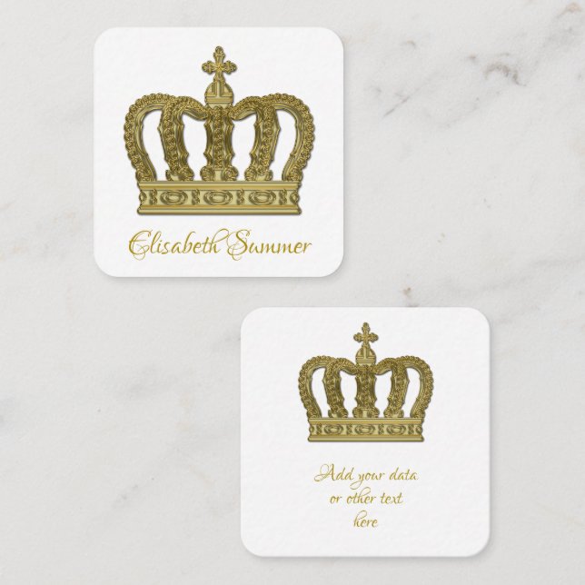 Golden Crown - luxury royal Square 2 Square Business Card (Front/Back)