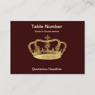 Golden Crown Reception Table Placecard