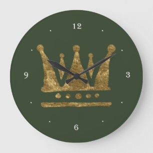 Golden Crown Round (Large) Wall Clock