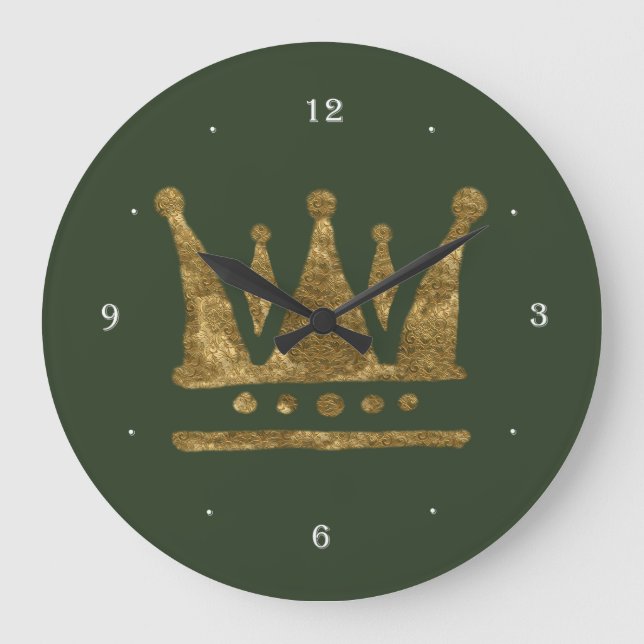 Golden Crown Round (Large) Wall Clock (Front)