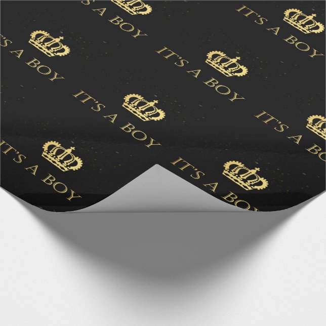 Golden Crown Royal Baby boy shower Wrapping Paper (Corner)
