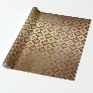 Golden Crown Royal Burgunde Velvet Chessboard Wrapping Paper