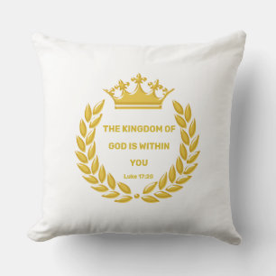 Golden Crown & The Kingdom of God Bible Verse Cushion