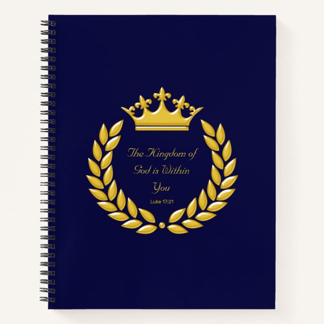 Golden Crown & The Kingdom of God Bible Verse Note Notebook (Front)