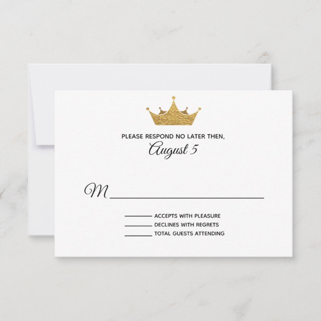 Golden Crown Wedding RSVP Card (Front)