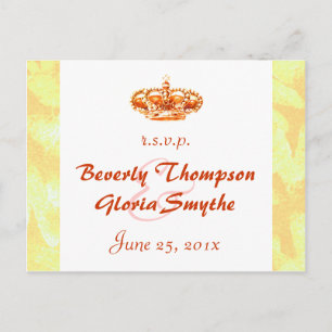 Golden Crown Wedding RSVP postcard