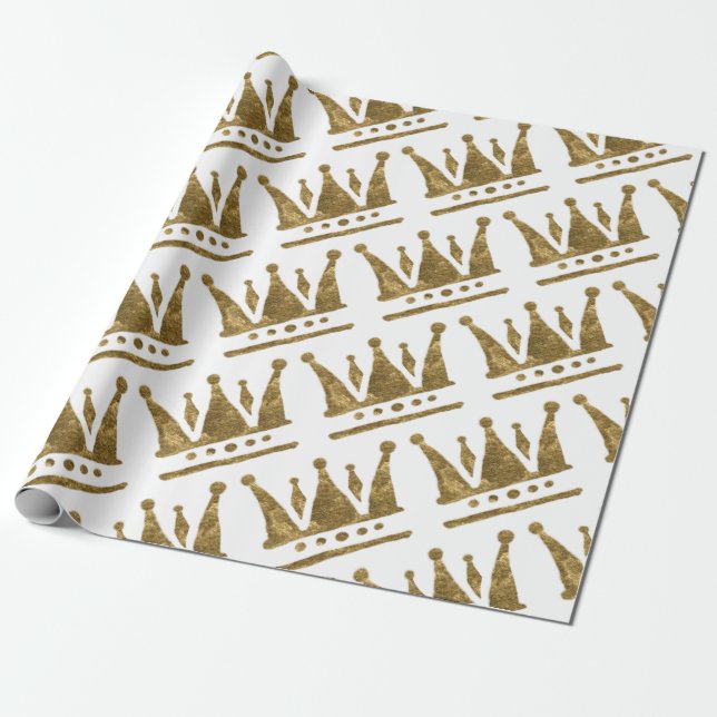 Golden Crown  Wrapping Paper (Unrolled)