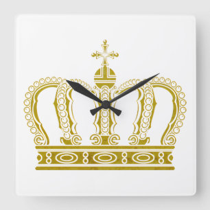 Golden Crown + your ideas Square Wall Clock