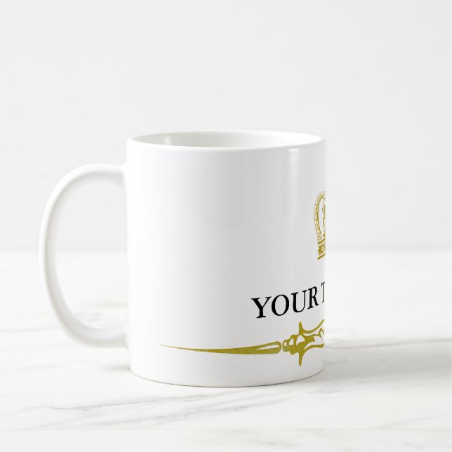 Golden Crown + your text & background Coffee Mug (Left)