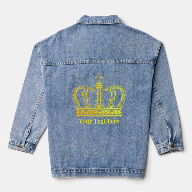 Golden Crown + your text Denim Jacket (Back)