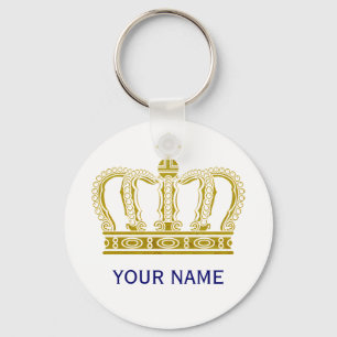 Golden Crown + your text Key Ring