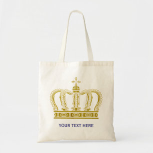 Golden Crown + your text Tote Bag