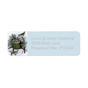 golden crowned kinglets - vintage birds return address label