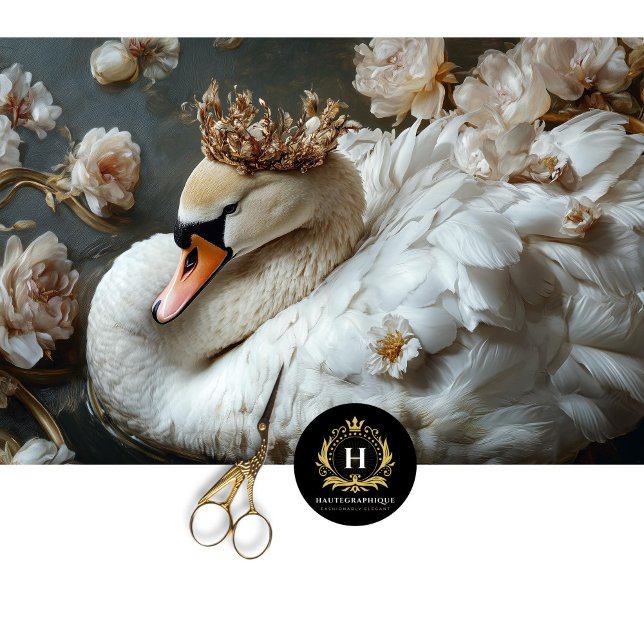 Golden Crowned Swan with Florals Decoupage Tissue Paper (Creator Uploaded)
