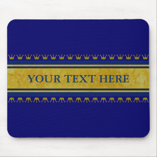 Golden Crowns Border + your text & background Mouse Pad