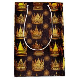 Golden Crowns Pattern Medium Gift Bag