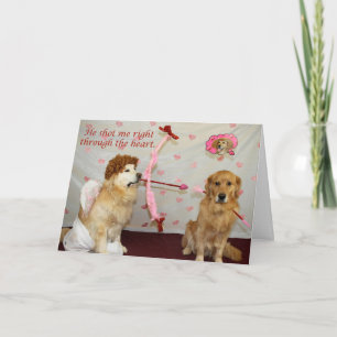 Golden Cupid's Arrow for Valentine's Day Holiday Card