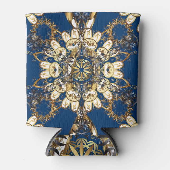Golden Curls, Oriental Vintage Pattern. Can Cooler (Front)