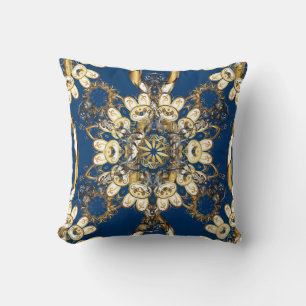 Golden Curls, Oriental Vintage Pattern. Cushion
