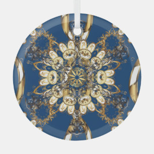 Golden Curls, Oriental Vintage Pattern. Glass Tree Decoration