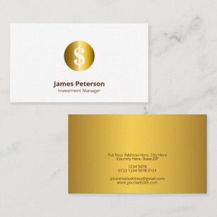 Golden Currency Symbol   White Business Card