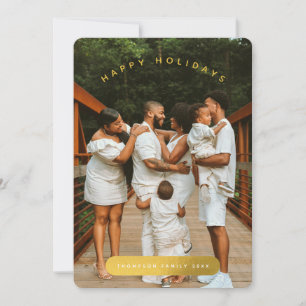 Golden Custom Photo Family Christmas Card
