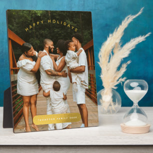 Golden Custom Photo Family Christmas Plaque