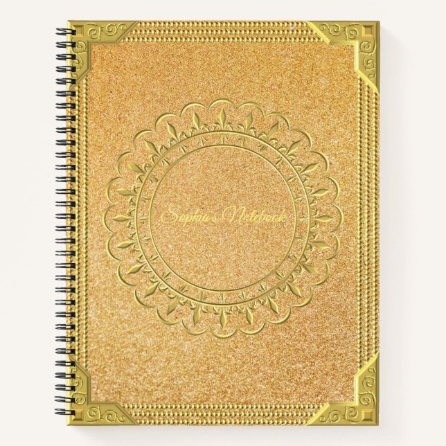 Golden Customisable Baroque Notebook (Front)