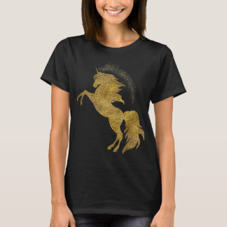 Golden Cute Glitter Beautiful Unicorn T Gold Tee 8