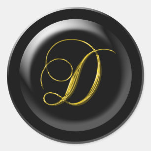 Golden D Monogram Classic Round Sticker