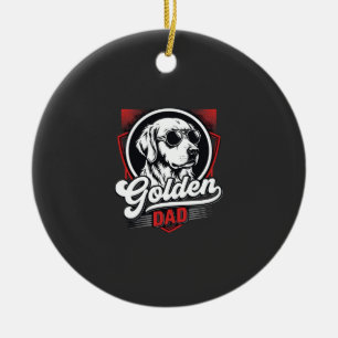 Golden Dad Golden Retriever Sunglasses Design Ceramic Ornament