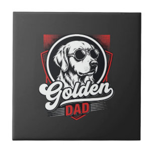 Golden Dad Golden Retriever Sunglasses Design Ceramic Tile