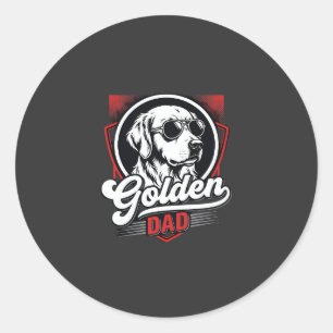 Golden Dad Golden Retriever Sunglasses Design Classic Round Sticker