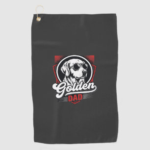 Golden Dad Golden Retriever Sunglasses Design Golf Towel