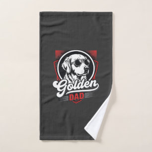 Golden Dad Golden Retriever Sunglasses Design Hand Towel